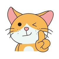 Hand Drawn Cute Cat Sticker Isolated On White Background. Cute Orange Cat Illustration. Cute Cat Kitty, kitten, kawaii, chibi style, emoji, character, sticker, emoticon, smile, emotion, mascot. vector