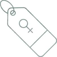 Tag With Female Gender Icon in Thin Line Art. vector