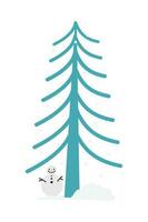 Cartoon Winter Tree Illustration. Winter snow-covered trees. Elements for the Christmas scene. Colorful Trees vector illustration in flat cartoon style.