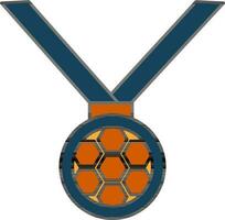 fútbol americano medalla icono o símbolo en azul y naranja color. vector