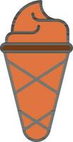 hielo crema cono icono en naranja y marrón color. vector