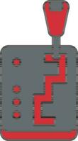 Gray And Red Automatically Gear Control Icon Or Symbol. vector