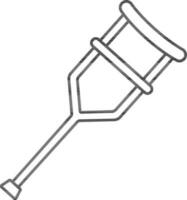 Crutch Icon In Black Line Art. vector