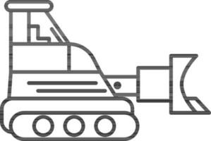 Linear Style Bulldozer Icon Or Symbol. vector