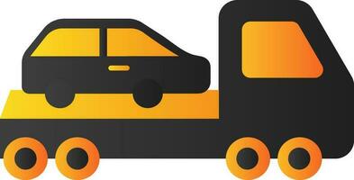 Tow Car Icon Or Symbol In Gray And Yellow Color. vector