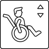 Disabled People Elevator Icon In Black Outline. vector