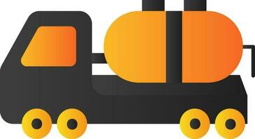 Gray And Yellow Tank Truck Icon Or Symbol. vector