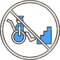 No Disabled People Allowed Icon In Blue And Pink Color. vector