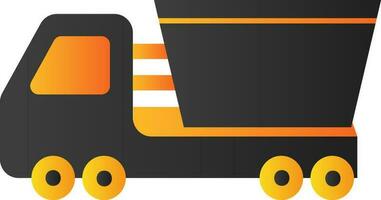 Garbage Truck Icon In Gray And Yellow Color. vector