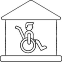 Handicapped Home Icon In Black Line Art. vector