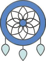 Isolated Dreamcatcher Icon In Blue And Black Color. vector