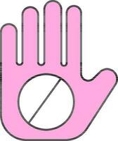 No Hands Icon Or Symbol In Pink And White Color. vector