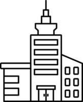 Skyscraper Building Icon In Black Outline. vector