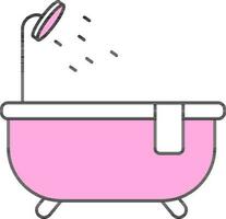 Isolated Bathtub Icon In Pink And White Color. vector