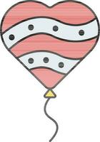 Beautiful Heart Balloon Icon In Red And Gray Color. vector