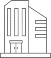 Black Line Art Building Icon In Flat Style. vector