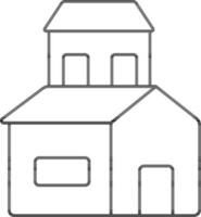 Two Storey Home Icon In Black Line Art, vector