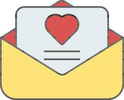 Yellow And Red Love Card Or Letter Icon. vector