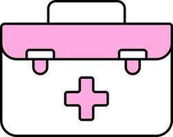 ilustración de primero ayuda caja icono en rosado y blanco color. vector
