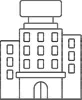 Building Icon In Black Line Art. vector