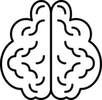 Thin Line Art Brain Flat Icon Or Symbol. vector