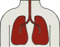 Human Lungs Icon In Red And Gray Color. vector