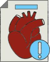 Warning Heart Report Icon In Red And Blue Color. vector