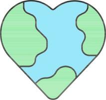 Vector Illustration of Earth In Heart Shape.