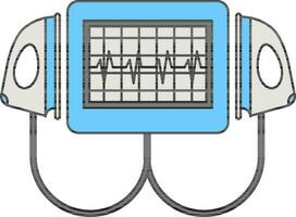 Defibrillator Machine Icon In Blue And Gray Color. vector