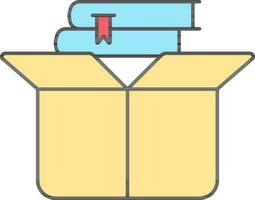 Books Carton Box Icon in Blue and Yellow Color. vector
