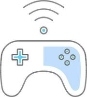 Flat Style Wifi Connect Gamepad Icon in Blue and Black Color. vector