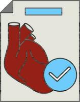 Check Heart Report Icon In Red And Blue Color. vector