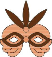 Carnival Mask Icon In Brown And Orange Color. vector