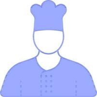 sin rostro cocinero dibujos animados icono en azul y blanco color. vector