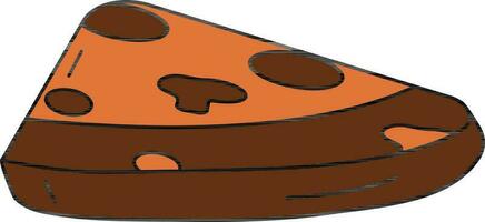 Pizza rebanada icono en marrón y naranja color. vector