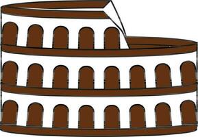 Colosseum Icon In Brown And White Color. vector