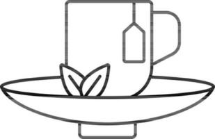 Tea Cup Icon In Black Outline. vector