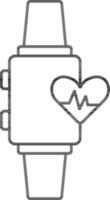 Smart Watch With Heartbeat Icon In Line Art. vector