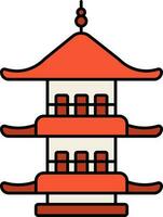 horyu Ji templo icono en naranja y blanco color. vector