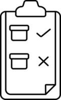 Inventory Check In Clipboard Icon In Black Line Art. vector