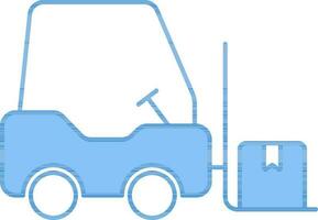 Forklift With Parcel Icon In Blue And White Color. vector