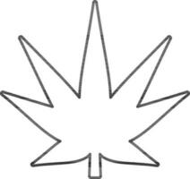 Marijuana Leaf Icon In Black Line Art. vector