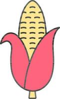 Flat Style Corn In Red And Yellow Color. vector