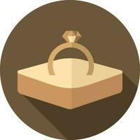 Diamond Ring Inside Open Box Icon On Brown Background. vector