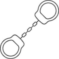 Handcuffs Icon In Black Line Art. vector