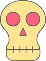 Flat Human Skull Icon In Yellow And Red Color. vector