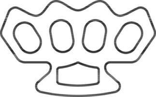 Brass Knuckles Icon In Black Line Art. vector