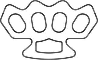 Brass Knuckles Icon In Black Line Art. vector