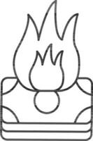 Burning Money Icon In Black Outline. vector