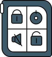 Remote Car Key Icon In Blue And White Color. vector